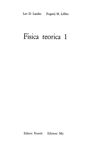 Fisica Teorica [Vol 01] (Meccanica)