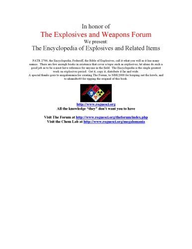 Encyclopedia of Explosives and Related Items (Vol 05)