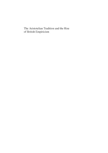 The Aristotelian tradition and the rise of British empiricism