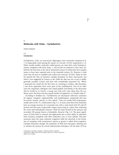 Cyclodextrins and Their Complexes: Chemistry, Analytical Methods, Applications
