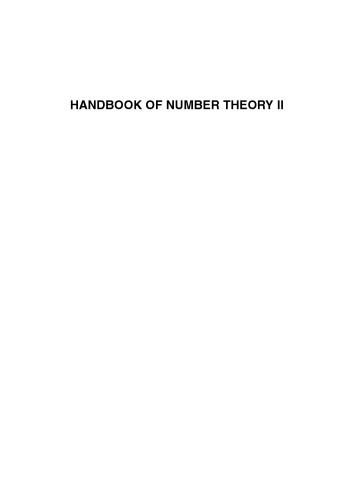 Handbook of Number Theory II