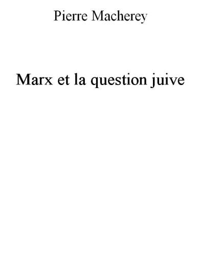 Marx et la question juive (5 cours à Lille III)