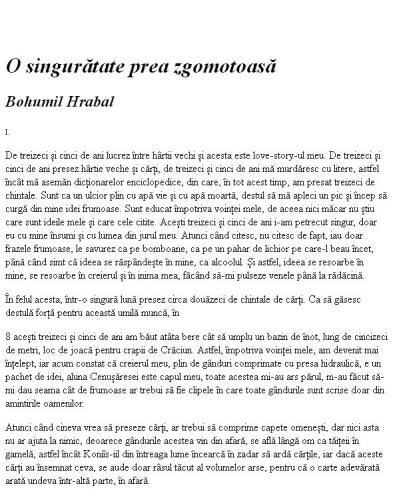 O Singuratate Prea Zgomotoasa