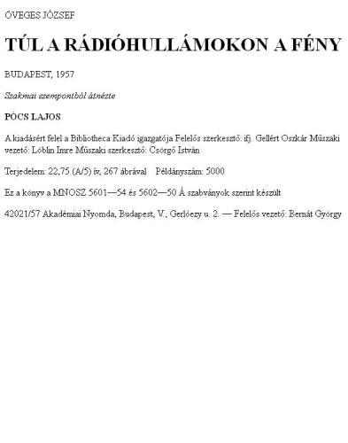 Túl a rádióhullámokon a fény